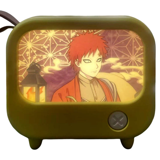 Naruto Gaara Anime Characters Nightlight Decoration, Retro Mini TV Shape LED Night Lamp, Warm Light Anime Room Decor, Bedside Table Ornament, Collectible Gift for Naruto Anime Fans