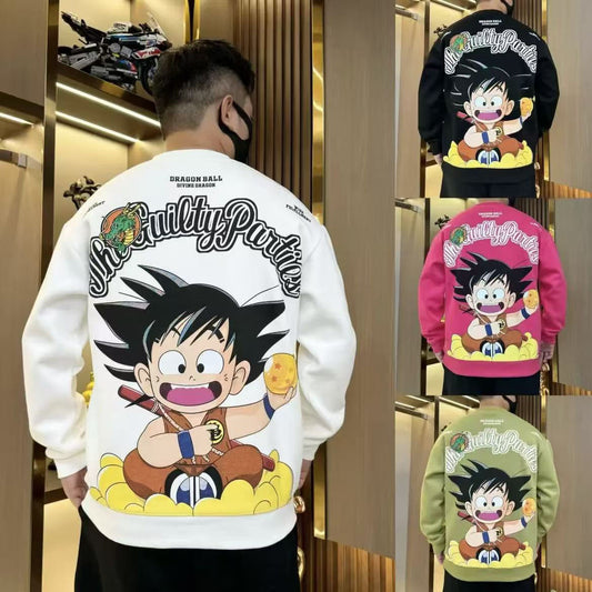 Dragon Ball Kid Goku Crewneck Sweatshirt, Anime Kame Cloud Big Back Print Pullover Sweatshirt, Unisex Loose Long Sleeve Streetwear Sweater, Dragon Ball Z Fan Anime Sweatshirt Gift