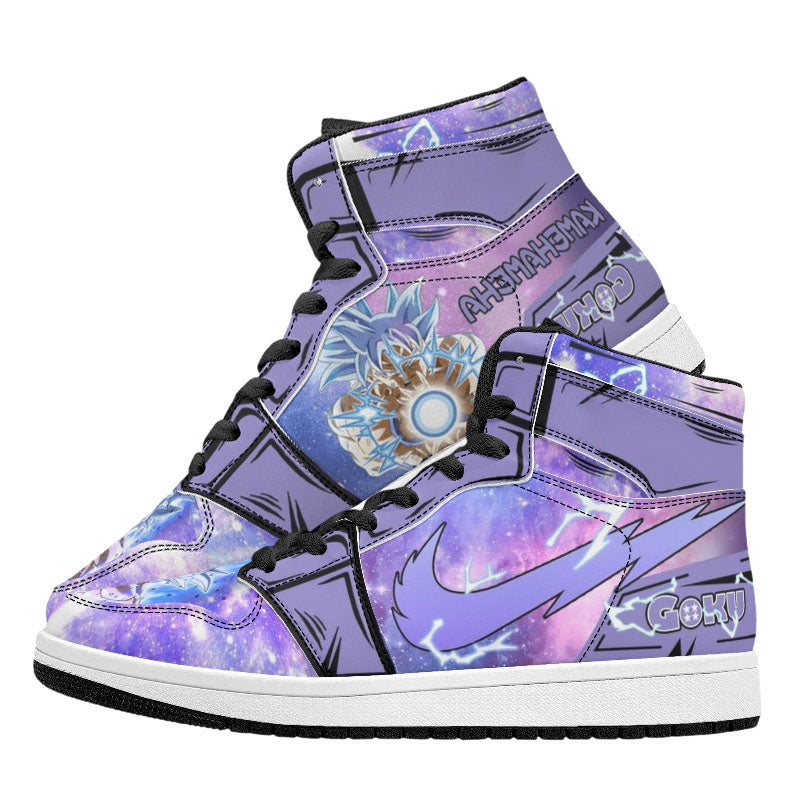 Dragon Ball Vegeta Ultra Instinct Anime High Top Sneakers, Purple Galaxy Custom Print Streetwear Shoes, Men Women Casual Fashion Sneakers, Anime Fan Collectible Footwear Gift