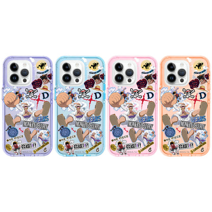 One Piece Anime Luffy Gear 5 Phone Case, Cute Nika Luffy Cartoon Printed Shockproof Protective Phone Cover, One Piece Anime Merch Case for iPhone