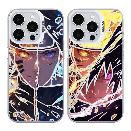 Naruto Anime Phone Case for iPhone, Cool Cracked Line Naruto Sasuke Character Print Case, Shockproof Soft TPU Protective Cover, Anime Naruto Merch Phone Shell Gift for Anime Fans