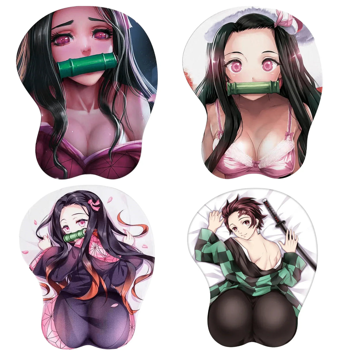 Demon Slayer 3D Anime Mouse Pad with Wrist Rest, Nezuko Shinobu Tanjiro Zenitsu Rengoku Ergonomic Silicone Wrist Support Mousepad, Non Slip Desk Mat, Anime Fan Gift