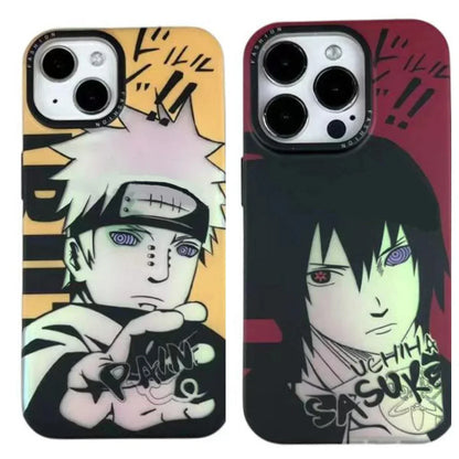 Naruto Anime Manga Phone Case for iPhone, Pain Nagato & Uchiha Sasuke Vintage Comic Print Shockproof Soft Protective Cover, Slim Fit Anti-Scratch Anime Character Phone Shell, Naruto Fan Gift
