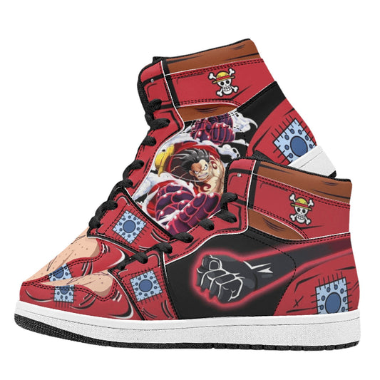 One Piece Monkey D Luffy Anime High Top Sneakers, Red Wano Country Luffy Custom Printed Fashion Casual Shoes, One Piece Anime Streetwear Footwear, Anime Sneaker Gift for One Piece Fans