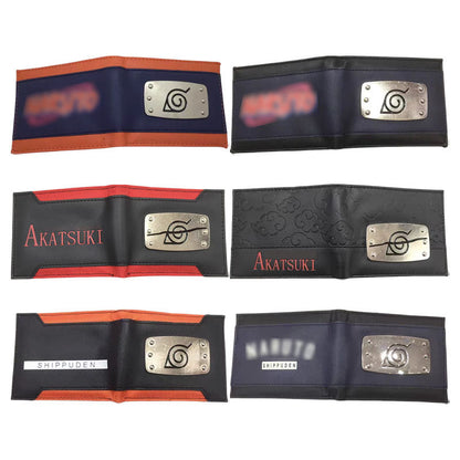 Naruto Anime Bifold Wallet, Akatsuki Red Cloud Leaf Village Symbol PU Leather Short Purse, Card Holder Cash Pocket Coin Pocket, Naruto Cosplay Anime Merch Wallet Gift for Naruto Fans
