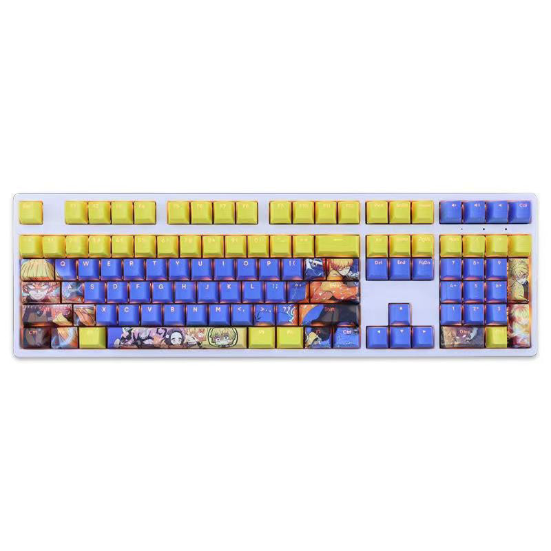 Anime PBT Keycaps Set, Demon Slayer Themed Custom Key Caps, Full Set 108 Keys Dye-Subbed Keycaps for Mechanical Keyboard, Cherry MX Profile Anime Keyboard Decor Gift for Gamers Anime Fans