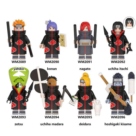 Naruto Akatsuki Building Block Minifigures Set, Anime Naruto Action Figures, Itachi Pain Kisame Deidara Madara Collectible Mini Figures, Custom Bricks Toy Gift for Kids & Anime Fans