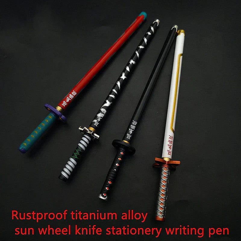 Demon Slayer Katana Shape Gel Pen, Kimetsu No Yaiba Nichirin Sword Replica Writing Pen, Anime Sword Themed Stationery Ballpoint Pen with Scabbard, Collectible Anime Office School Supplies Gift for Demon Slayer Fans