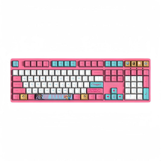 One Piece Chopper Mechanical Keyboard, Pink Anime Themed 104 Keys Full Size Wired Gaming Keyboard, PBT Custom Anime Keycaps Mechanical Keyboard for PC Laptop Desktop Gamers One Piece Fans