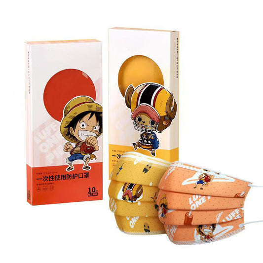One Piece Disposable Face Masks, Luffy Chopper Anime Printed 3-Ply Breathable Protective Masks, Individual Wrapped Cute Cartoon Mask for Daily Use, One Piece Fan Gift