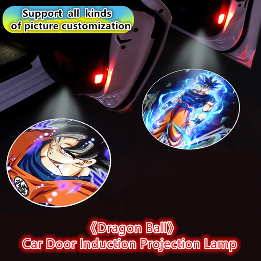 Dragon Ball Z Car Door Welcome Projector Light, Goku Vegeta Anime Car Door Induction Projection Lamp, Wireless LED Courtesy Shadow Light, DBZ Auto Entry Welcome Logo Light, Anime Car Decor Accessories