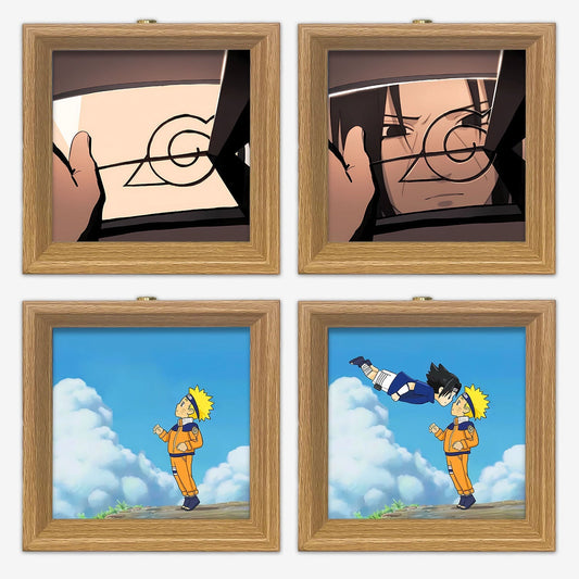 Naruto Anime Light Painting Photo Frame Night Light, 3D Paper Cut Shadow Box Lamp, Wooden Frame Anime LED Table Lamp, Naruto Character Decorative Light, Anime Room Decor Gift for Naruto Fans