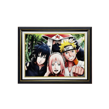 Naruto Team 7 3D Paper Cut Shadow Box Framed Art, Handmade Layered Papercraft Wall Decor, Anime Picture Frame, Fan Collectible Room Decor Gift