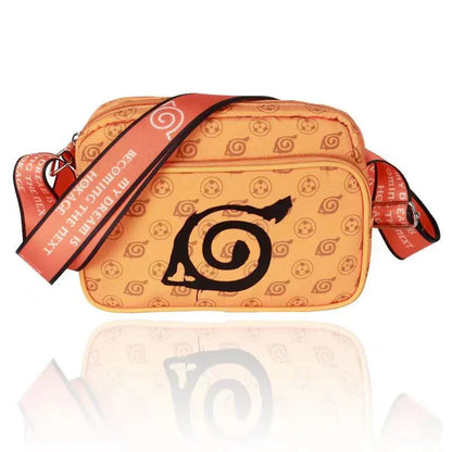 Naruto Anime Crossbody Bag, Konoha Leaf Symbol Printed Casual Messenger Shoulder Bag, Adjustable Strap Multi Zipper Pocket Small Sling Bag, Anime Fan Daily Carry Bag Gift