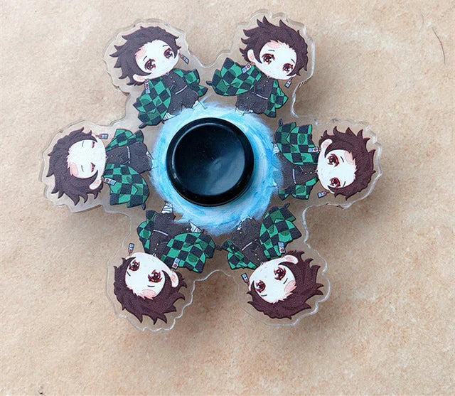 Demon Slayer One Piece Q Version Character Dynamic Optical Illusion Fidget Toy, Anime Running Fidget Spinner, Acrylic Stress Relief Hand Spinner, Anime Merch Gift for Kids & Anime Fans