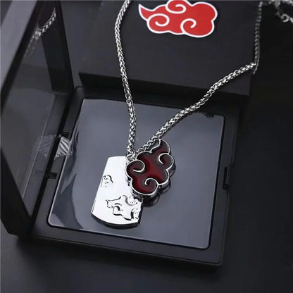 Naruto Akatsuki Red Cloud Keychain, Anime Akatsuki Symbol Metal Key Ring with Gift Box, Cosplay Accessory Pendant Key Chain, Collectible Gift for Naruto Anime Fans