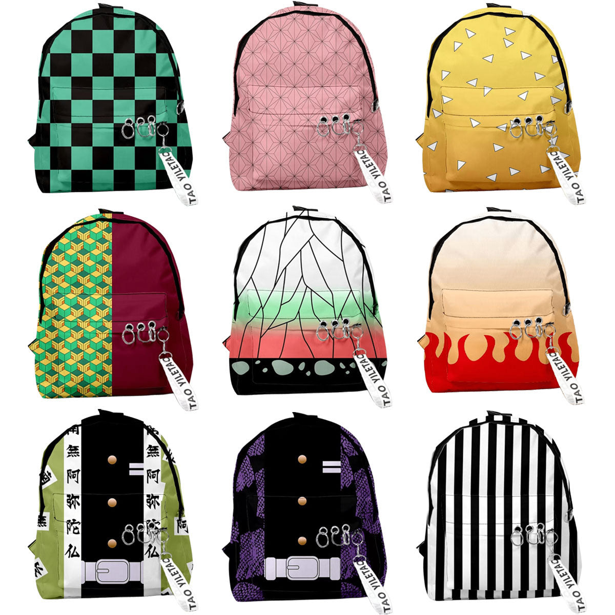 Demon Slayer Anime Backpack, Multi Styles Tanjiro Nezuko Zenitsu Rengoku Printed School Backpack, Lightweight Casual Daypack, Demon Slayer Merch Bookbag Gift for Teens Anime Fans