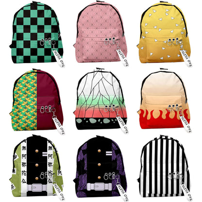 Demon Slayer Anime Backpack, Multi Styles Tanjiro Nezuko Zenitsu Rengoku Printed School Backpack, Lightweight Casual Daypack, Demon Slayer Merch Bookbag Gift for Teens Anime Fans
