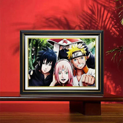 Naruto Team 7 3D Paper Cut Shadow Box Framed Art, Handmade Layered Papercraft Wall Decor, Anime Picture Frame, Fan Collectible Room Decor Gift