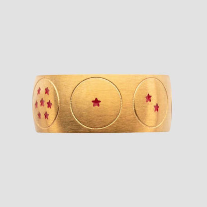 Dragon Ball Anime Ring, Gold Plated Dragon Star Ball Pattern Band Ring, Stainless Steel Anime Cosplay Jewelry, Dragon Ball Star Ring Collectible Gift for Dragon Ball Fans Men Women