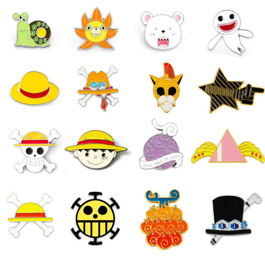 One Piece Anime Enamel Pins, Luffy Straw Hat Zoro Sanji Chopper Devil Fruit Metal Brooch Badge, Cute Anime Lapel Pin for Backpack Jacket Hat, One Piece Fans Collectible Jewelry Gift