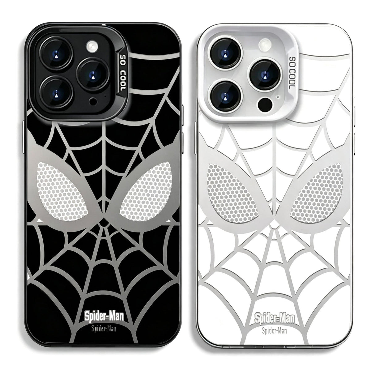 Marvel Spider‑Man Creative iPhone Phone Case, Glossy Smooth Fingerprint‑Resistant Cover with Camera Bezel Protection, Comfortable Grip Precise Fit Phone Shell, Black & White 2 Colors Available