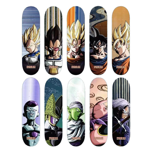 Dragon Ball Z Anime Skateboard Deck, Multiple Classic Characters Goku Vegeta Frieza Buu Printed Complete Skateboard, Dragon Ball Anime Street Skateboard, Anime Fan Collectible Gift