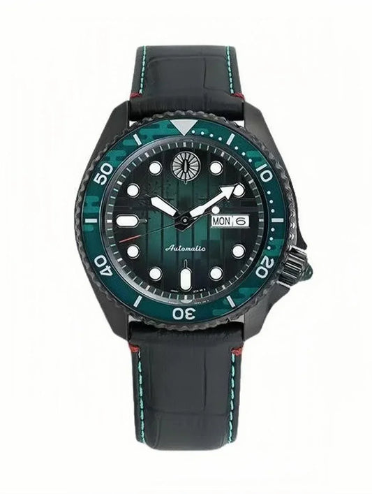 Demon Slayer Tanjiro Kamado Wrist Watch, Anime Tanjiro Themed Quartz Wristwatch, Green Checker Pattern Dial Watch, Collectible Watch Gift for Demon Slayer Fans