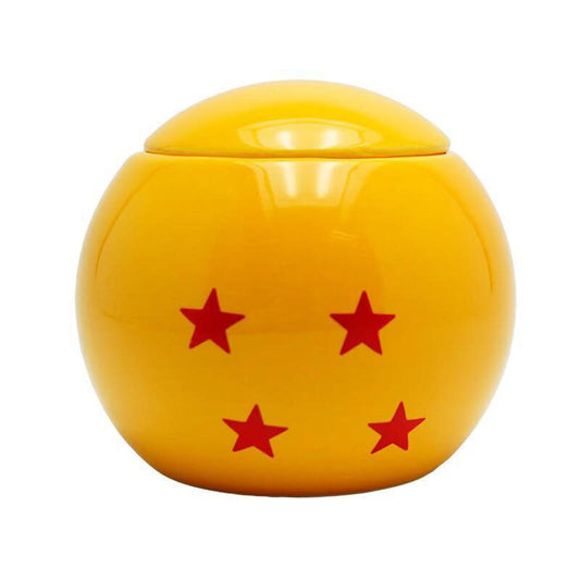 Dragon Ball Z 4 Star Dragon Ball Ceramic Jar, Anime Dragon Ball Shaped Storage Canister with Lid, Decorative Candy Cookie Container, Collectible Home Decor Gift for Dragon Ball Fans