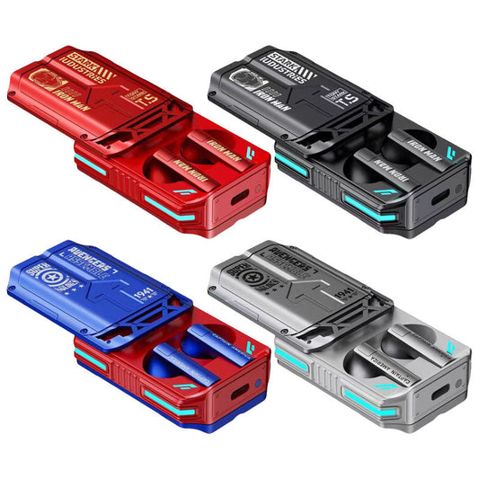 Mecha Style TWS True Wireless Bluetooth Earbuds, Futuristic Sliding Cover Gaming Earphones, Low Latency Wireless Earbuds with Cool RGB Light, Stereo Bass In-ear Headphones for Gamers, Portable Collectible Mecha Earbuds