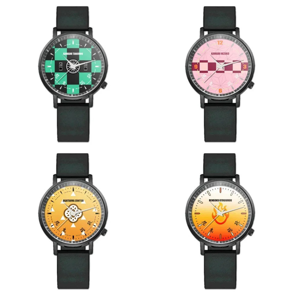 Demon Slayer Anime Quartz Wrist Watch for Men Women, Multiple Character Dial Design Silicone Strap Watch, Tanjiro Nezuko Zenitsu Kyojuro Themed Analog Watch, Anime Cosplay Accessory Collectible Gift for Demon Slayer Fans