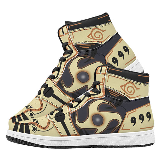 Naruto Kurama Six Paths Sage Mode Anime High Top Sneakers, Naruto Symbol Printed Casual Shoes, Anime Cosplay Streetwear Footwear, Naruto Merch Sneakers Gift for Anime Fans