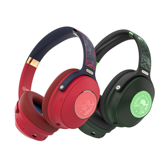 One Piece Luffy Zoro Over-Ear Bluetooth Headphones, Anime Wireless Foldable Headset with RGB LED Light, Stereo Bass Gaming Headphones, Built-in Mic for Travel Phone Call Anime Fans Gift