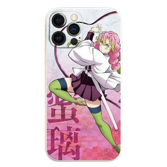 Demon Slayer Mitsuri Kanroji Phone Case, Anime Love Hashira Print Soft Silicone Protective Cover, Shockproof Slim Phone Case for iPhone, Anime Gift for Demon Slayer Fans