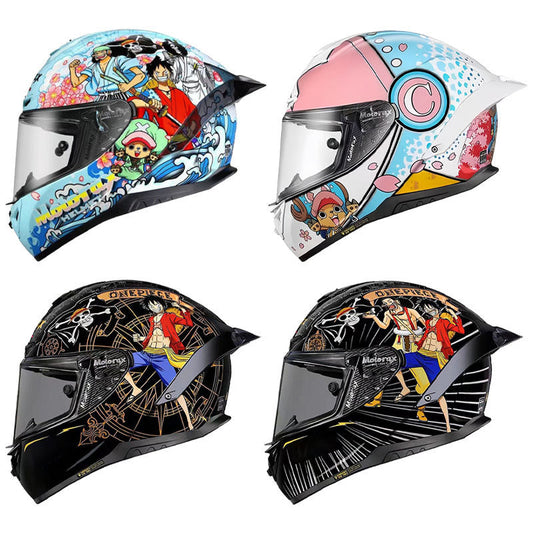 One Piece Full Face Motorcycle Helmet, Anime Luffy Chopper Wano Country Printed Motorbike Racing Helmet, Lightweight Street Bike Helmet for Men Women, Multiple Graphic Styles