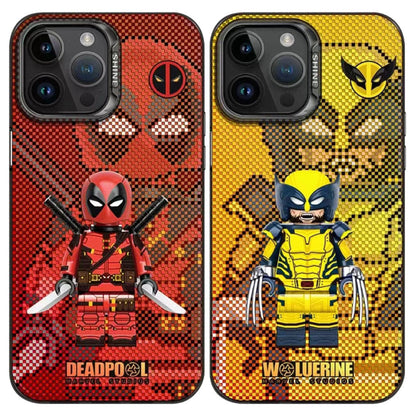 Marvel Deadpool & Wolverine Lego Style Phone Case for iPhone, Marvel Superhero Pixel Brick Figure Protective Cover, Shockproof Anti-Scratch Phone Shell, Cool Comic Character Design, Collectible Phone Case Gift for Marvel Fans