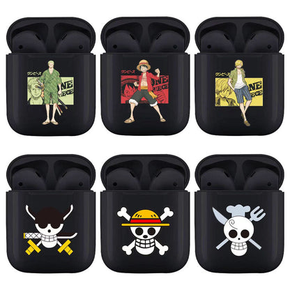 One Piece Anime TWS Wireless Earbuds, Luffy Zoro Sanji Chopper Skull Logo Printed Bluetooth Earphones, Stereo In-Ear Headphones with Portable Charging Case, Anime Fan Gift Wireless Headset