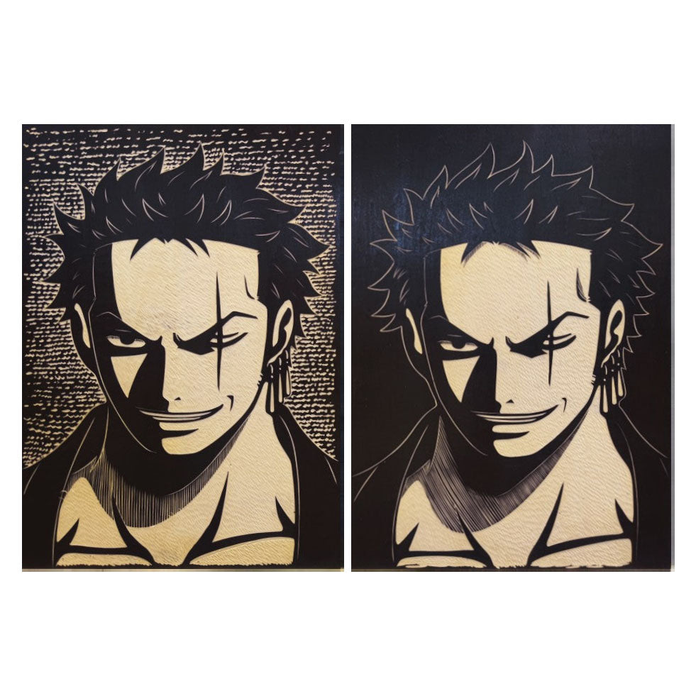 One Piece Roronoa Zoro Hand Carved Art Painting, Anime Zoro Hand Engraved Wood Artwork, One Piece Character Hand Carving Wall Decor, Collectible Handmade Art Gift for One Piece Fans