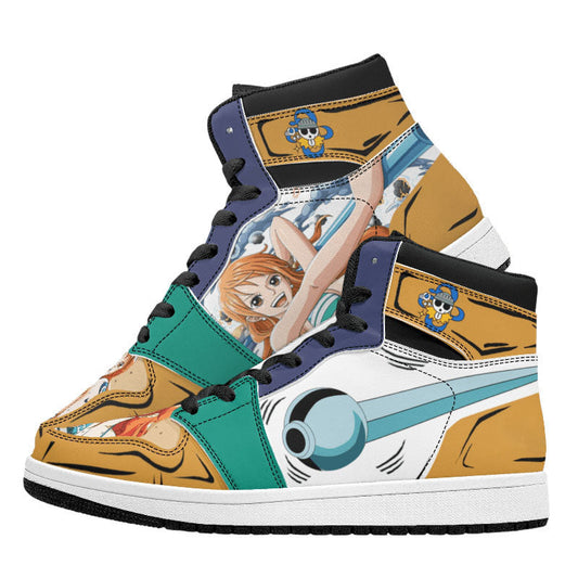 One Piece Nami Anime High Top Sneakers, Custom Printed Nami Character Fashion Casual Shoes, One Piece Anime Streetwear Footwear, Anime Sneaker Gift for One Piece Fans