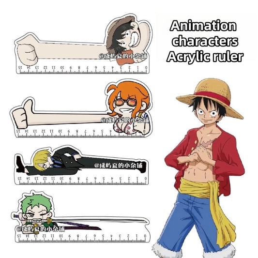 One Piece Anime Acrylic Ruler, Cute Luffy Nami Sanji Zoro Character Shaped 15cm Measuring Ruler, Cartoon Bookmark Ruler, School Stationery Collectible Gift for One Piece Fans