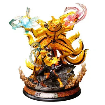 Naruto Uzumaki Six Paths Sage Mode Kurama Figure, Nine Tails Fox Anime GK Statue, LED Light Collectible Figurine, High Detailed Resin Model, Desktop Decoration Gift for Naruto Fans