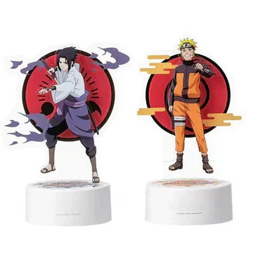 Naruto Anime Acrylic 3D Night Light, Uzumaki Naruto & Uchiha Sasuke Figure LED Table Lamp, Anime Character Stand Light, USB Powered Bedroom Decor Lamp, Collectible Gift for Naruto Fans