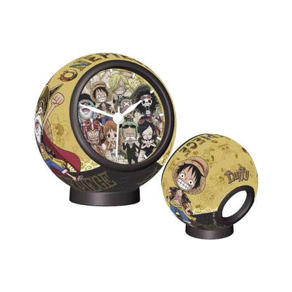 One Piece Anime Sphere Desk Clock, Round Ball Shape Analog Table Clock, One Piece Characters Collectible Decor Clock, Silent Non Ticking Desktop Ornament Gift for Anime Fans