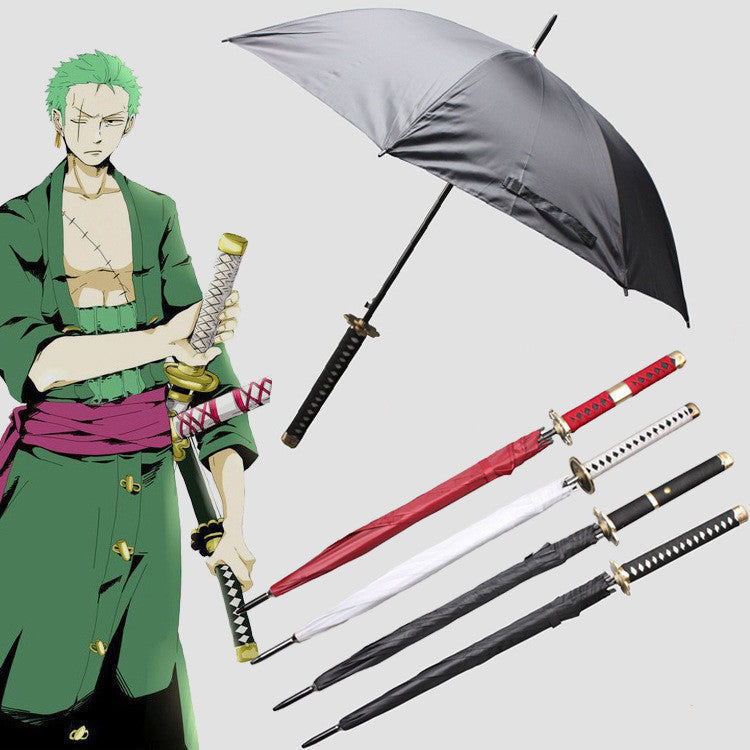 One Piece Zoro Katana Sword Umbrella, Anime Samurai Sword Shaped Long Handle Umbrella, Wado Ichimonji Sandai Kitetsu Replica Sword Umbrella, Cosplay Prop Rain & Sun Protection Umbrella, Collectible Gift for One Piece Fans