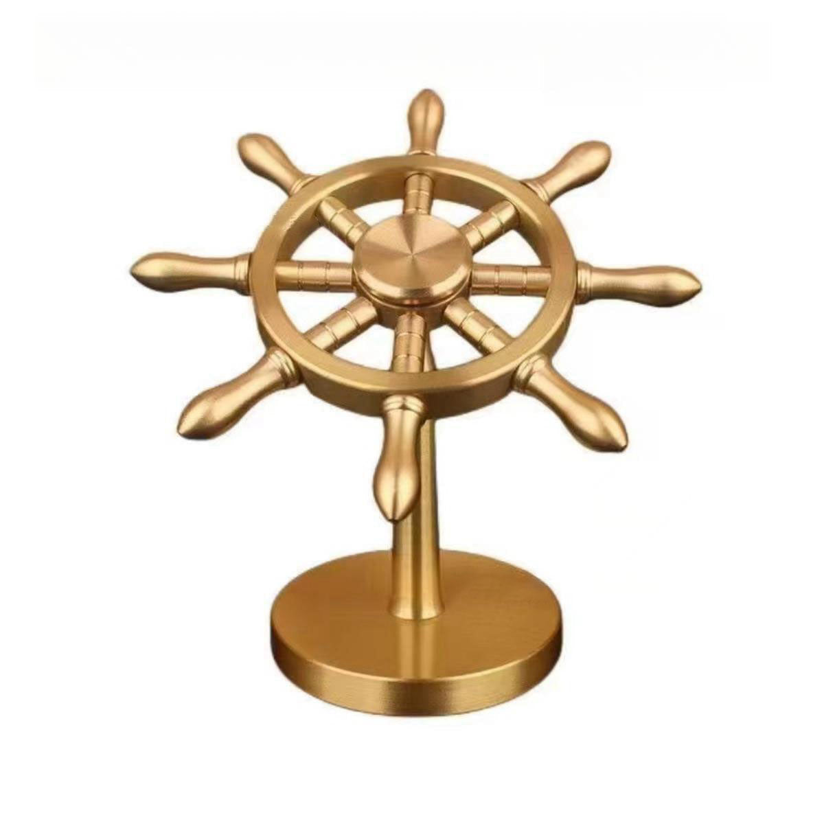 One Piece Golden Ship Wheel Figurine, Pirate Ship Helm Desk Statue Model, Nautical Rudder Desktop Decoration, Collectible Ornament Gift for One Piece Anime Fans