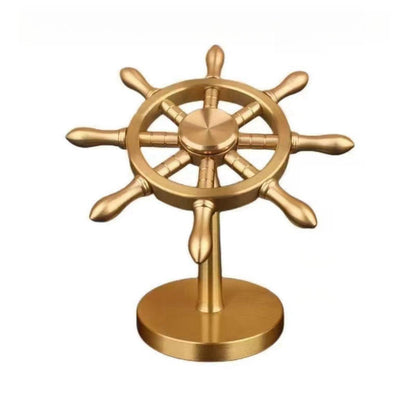 One Piece Golden Ship Wheel Figurine, Pirate Ship Helm Desk Statue Model, Nautical Rudder Desktop Decoration, Collectible Ornament Gift for One Piece Anime Fans
