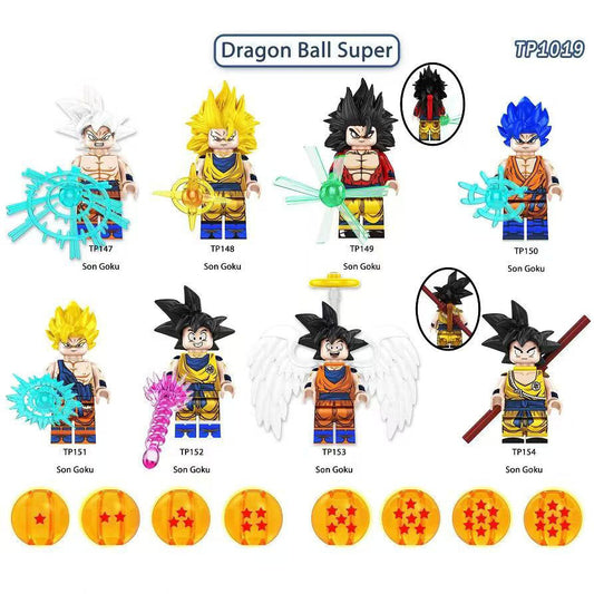 Dragon Ball Super Building Block Minifigures, 8Pcs Son Goku Collectible Mini Figures Set, Assembleable Anime Brick Figures with Dragon Ball & Power Effect Parts, Dragon Ball Merch Toy Gift for Kids Anime Fans