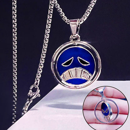 One Piece Portgas D Ace Rotatable Pendant Necklace, Anime Ace Whitebeard Pirate Logo Double Sided Spinning Necklace, Cosplay Jewelry Accessories, Gift for One Piece Anime Fans