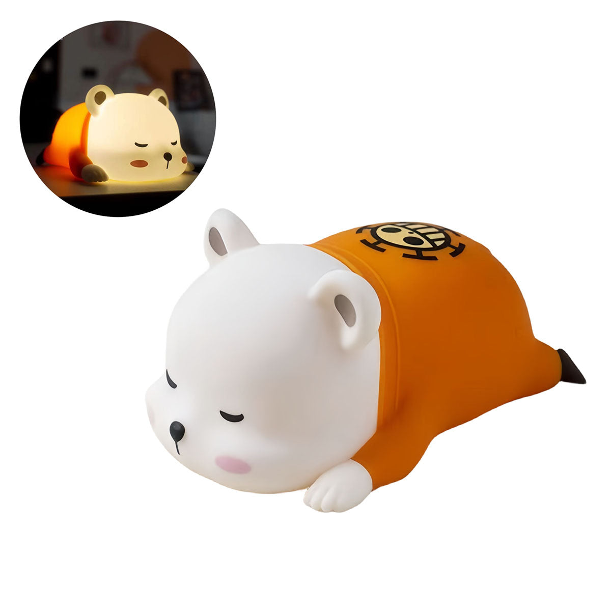 One Piece Bepo Silicone Night Light, Cute Touch Control LED Bedside Lamp, Soft Warm Light Anime Character Night Lamp, Rechargeable Bedroom Decor Light, Collectible Gift for One Piece Fans
