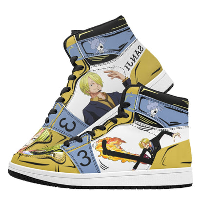 One Piece Sanji Anime High Top Sneakers, Custom Printed Sanji Character Fashion Casual Shoes, One Piece Anime Streetwear Footwear, Anime Sneaker Gift for One Piece Fans